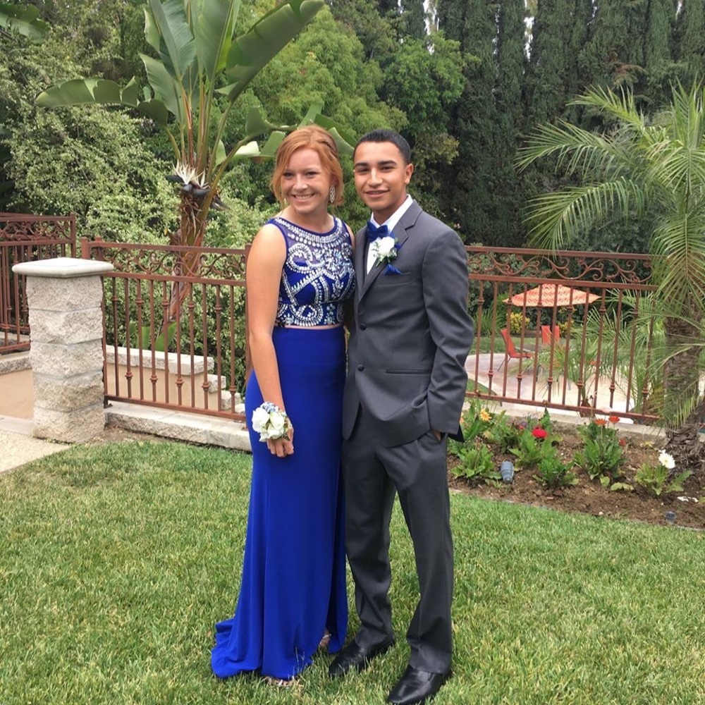 Blue long formal dress (two piece)